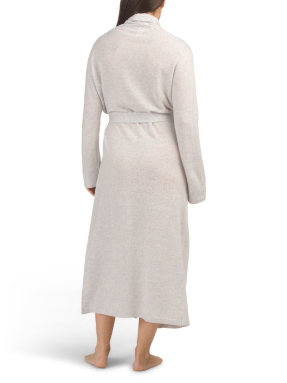 ASPEN Cashmere Long Robe With Placket Cable Detail - Picture 2 of 2